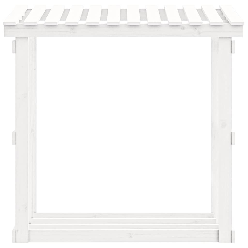 Kaminholzregal Weiß 108x64,5x109 cm Massivholz Kiefer