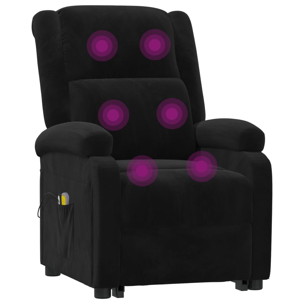 Massagesessel mit Aufstehhilfe Schwarz Samt
