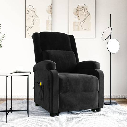 Massagesessel mit Aufstehhilfe Schwarz Samt