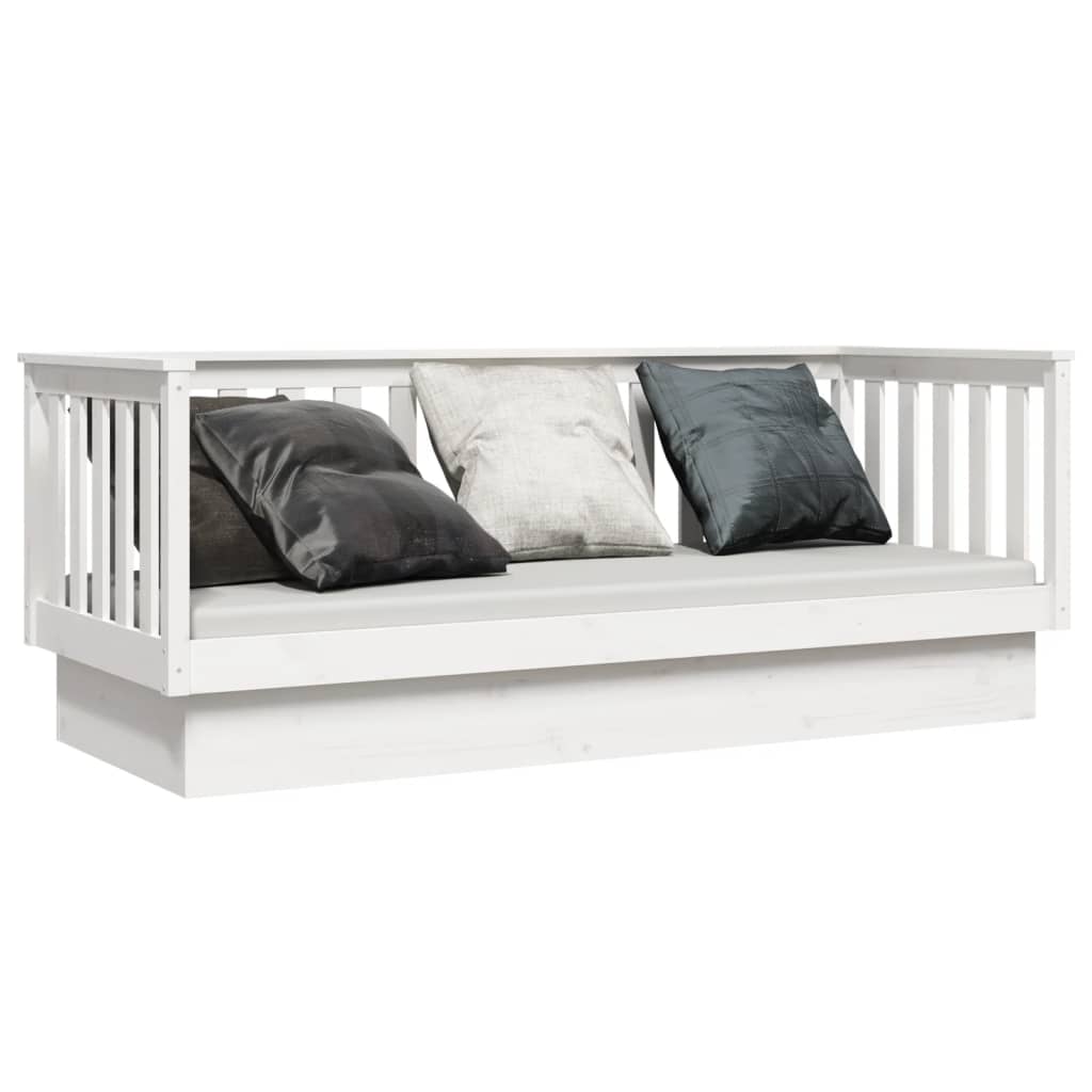 Lit de repos blanc 75x190 cm en bois de pin massif