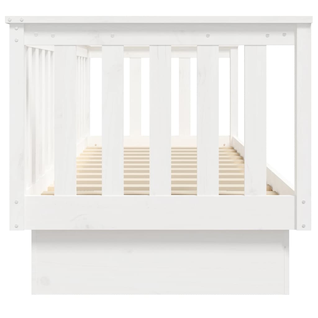 Lit de repos blanc 75x190 cm en bois de pin massif