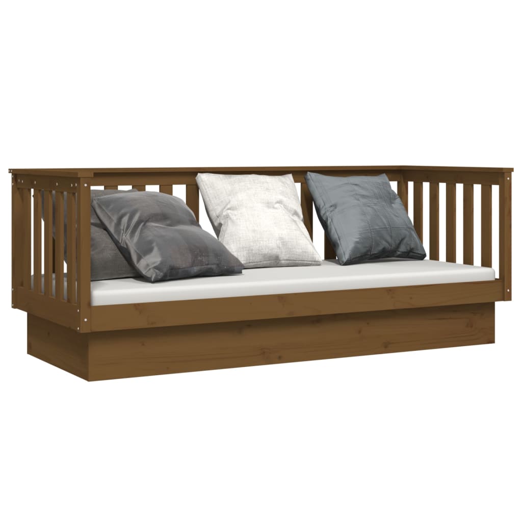 Lit de repos marron miel 75x190 cm en bois de pin massif