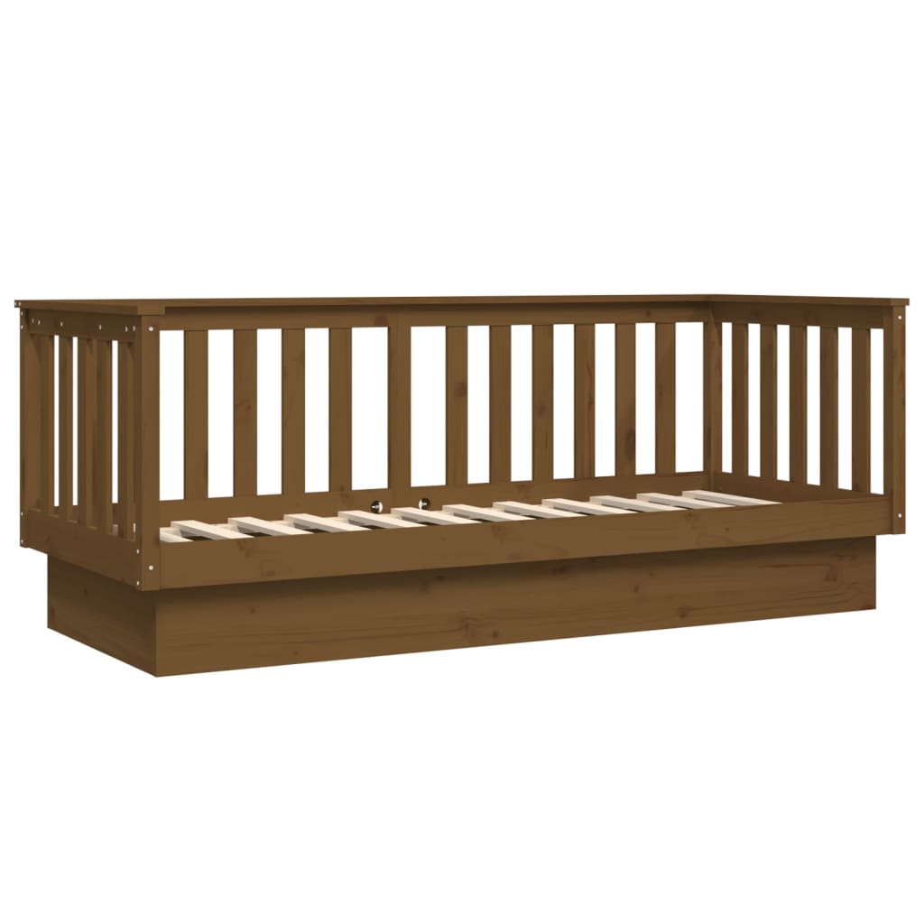 Lit de repos marron miel 75x190 cm en bois de pin massif