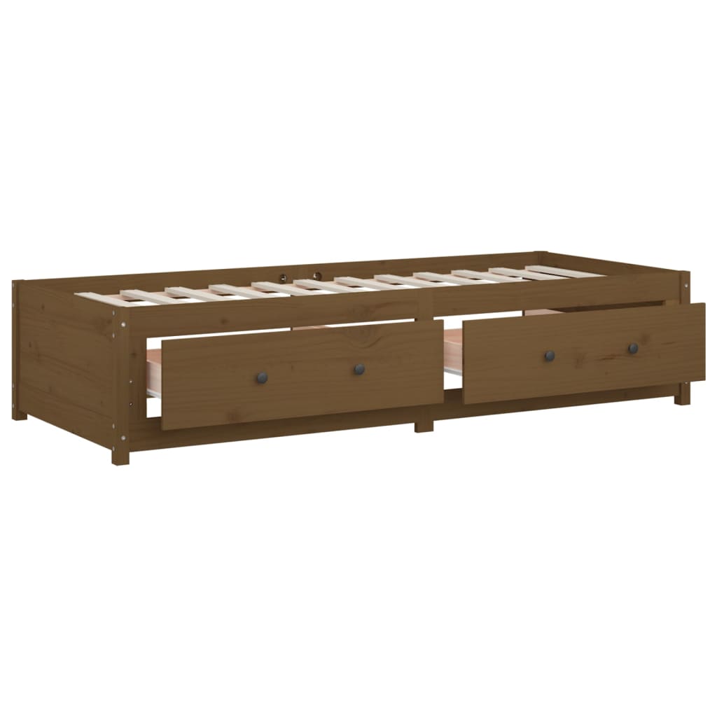 Lit de repos marron miel 80x200 cm en bois de pin massif