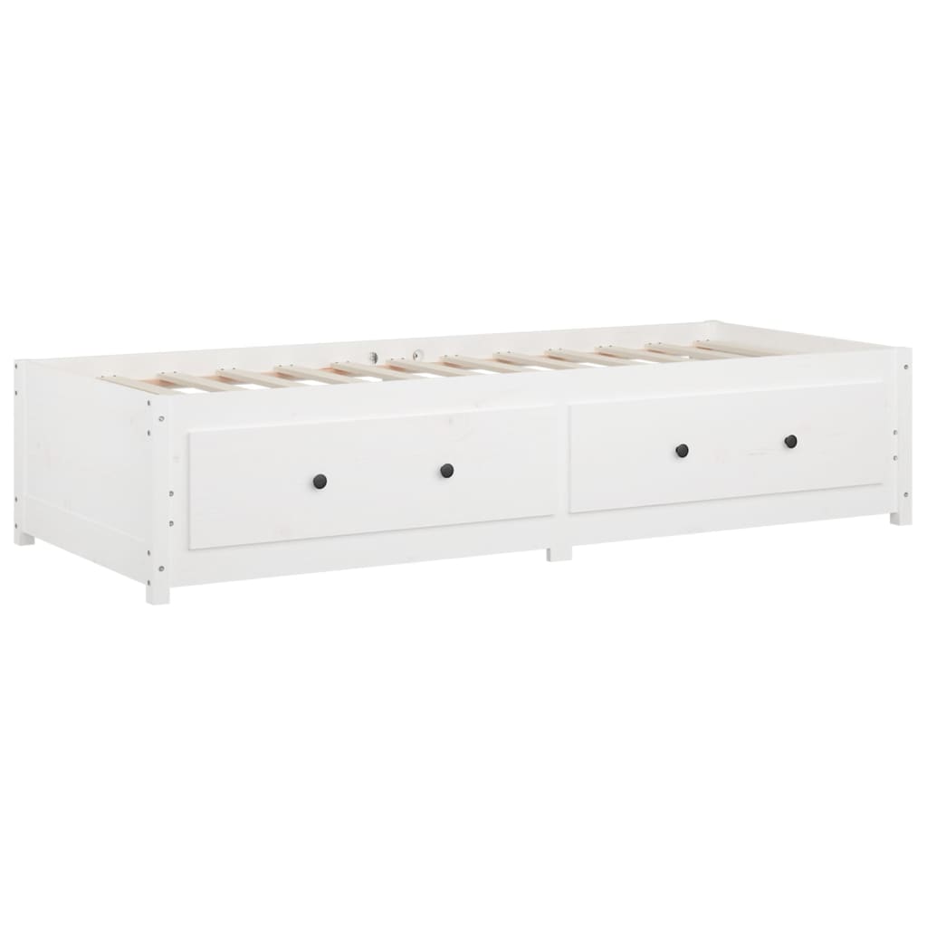 Lit de repos blanc 90x200 cm en bois de pin massif