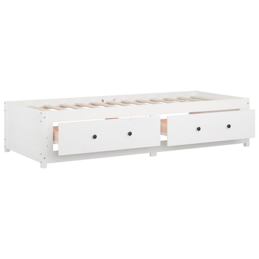 Lit de repos blanc 90x200 cm en bois de pin massif