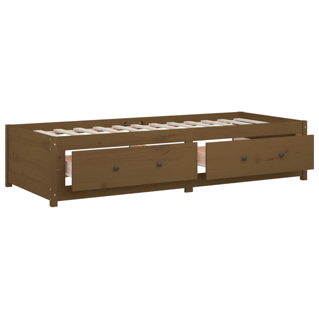 Lit de repos marron miel 90x200 cm en bois de pin massif