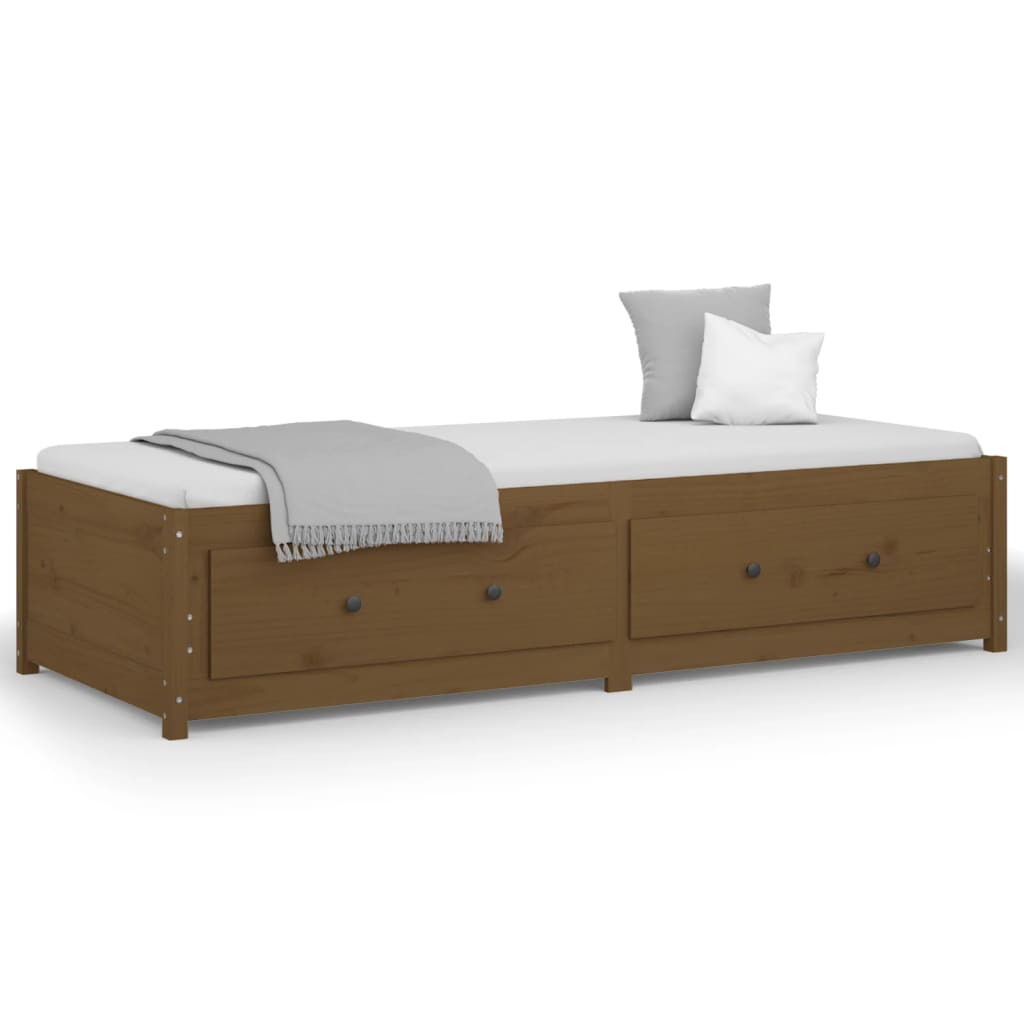 Lit de repos marron miel 90x190 cm en bois de pin massif