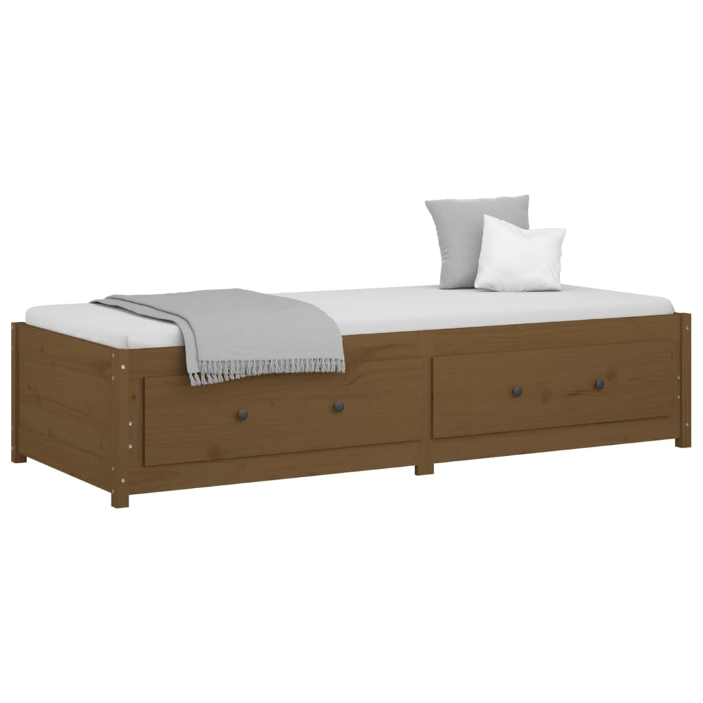 Lit de repos marron miel 90x190 cm en bois de pin massif