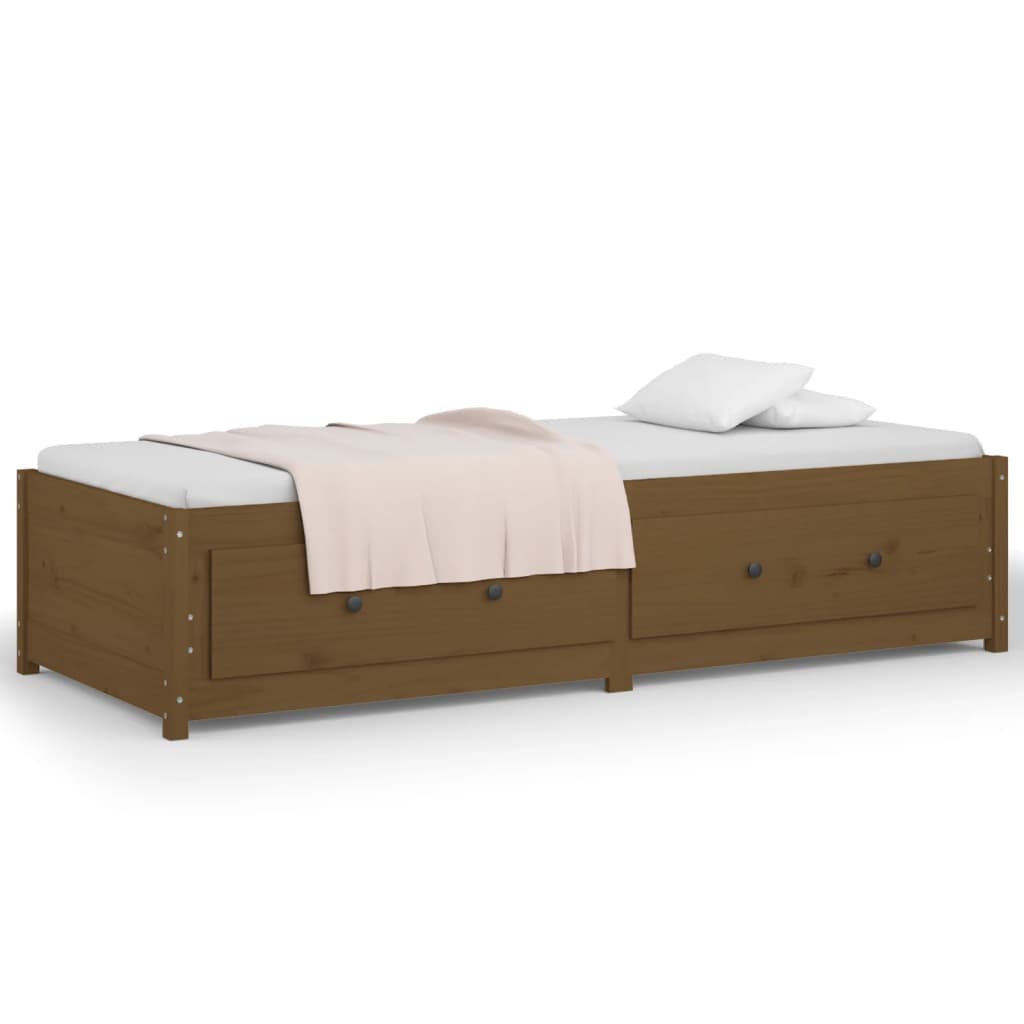 Lit de repos marron miel 90x190 cm en bois de pin massif