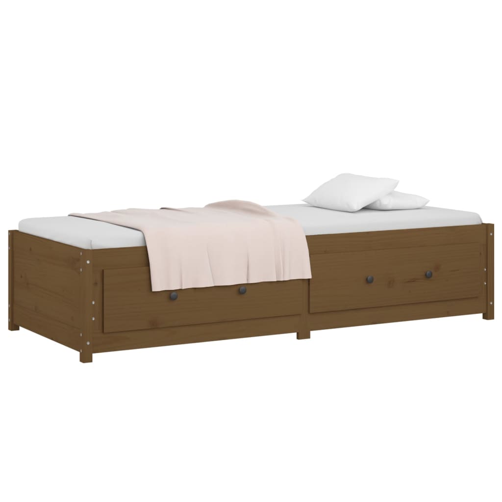 Lit de repos marron miel 90x190 cm en bois de pin massif