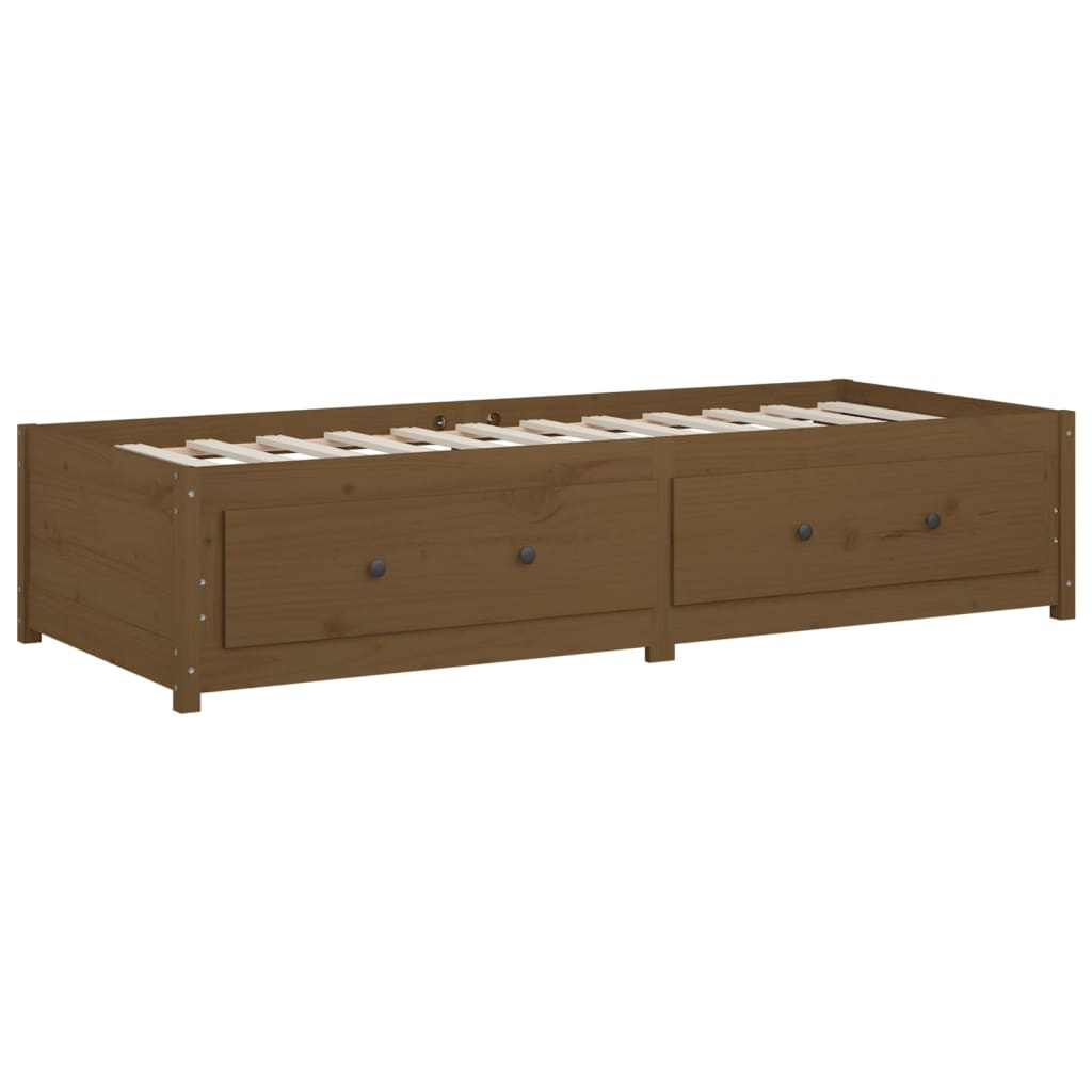 Lit de repos marron miel 90x190 cm en bois de pin massif