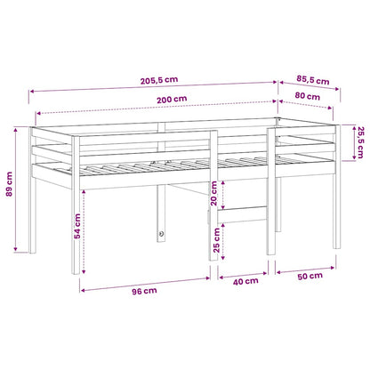 Hochbett 80x200 cm Massivholz Kiefer