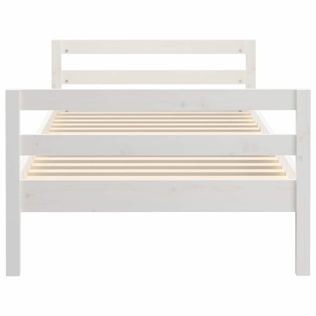 Massivholzbett ohne Matratze Weiß 75x190 cm Kiefernholz