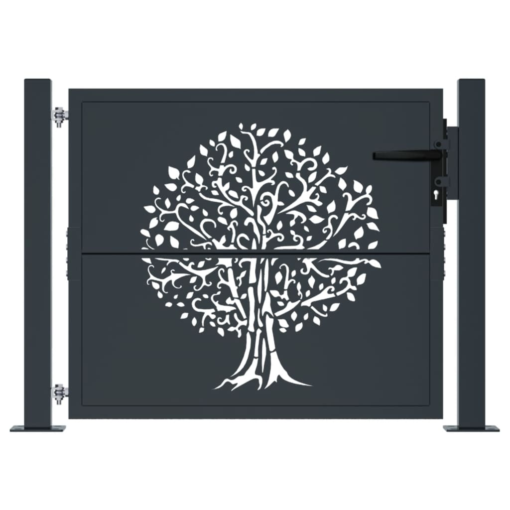 Gartentor Anthrazit 100x75 cm Stahl Baum-Design