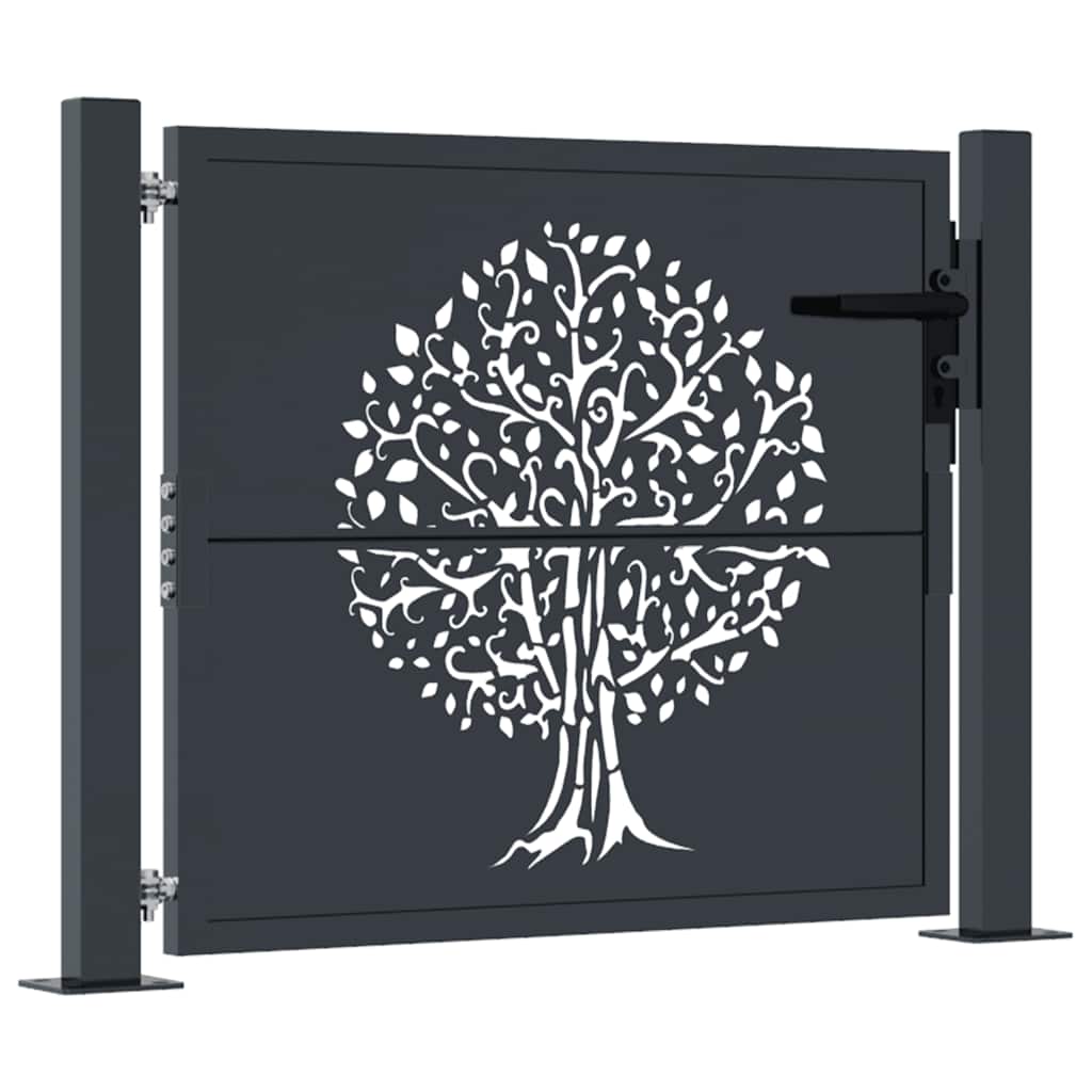 Gartentor Anthrazit 100x100 cm Stahl Baum-Design