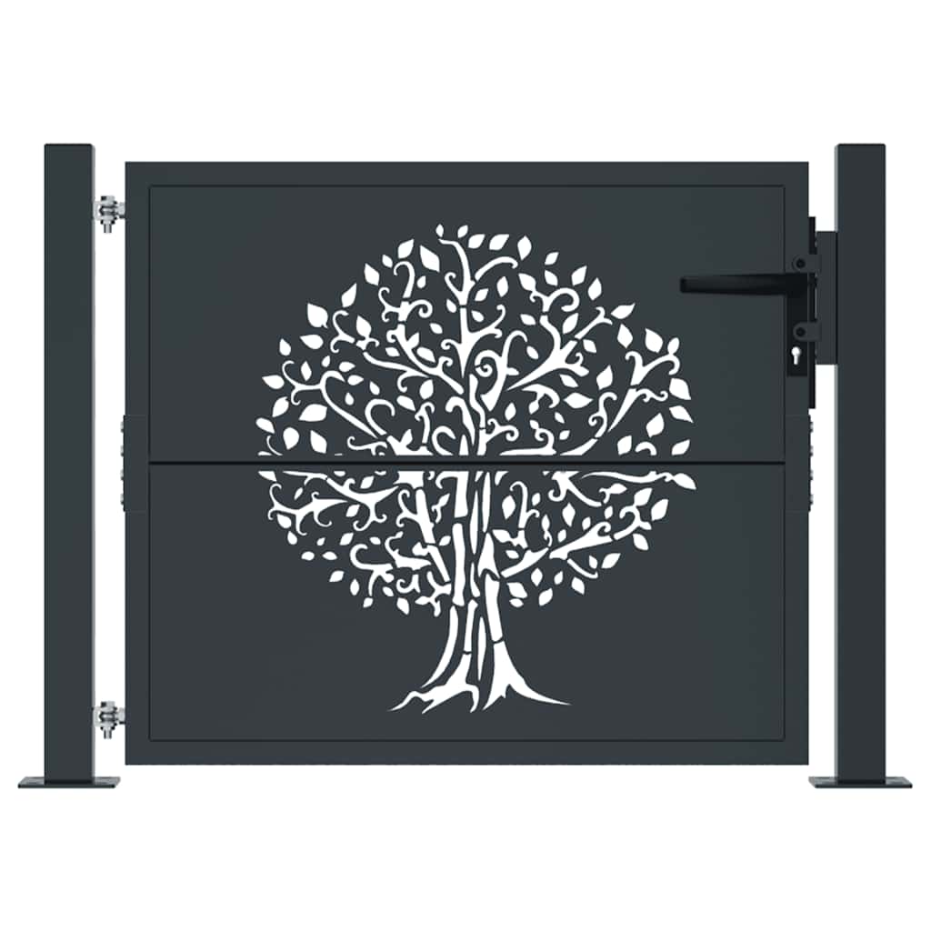 Gartentor Anthrazit 100x100 cm Stahl Baum-Design
