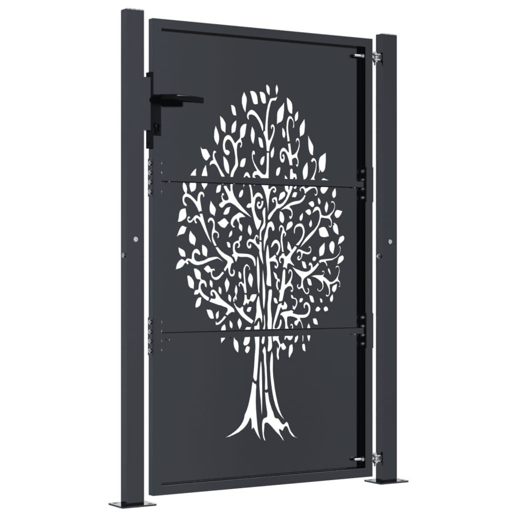 Gartentor Anthrazit 100x125 cm Stahl Baum-Design
