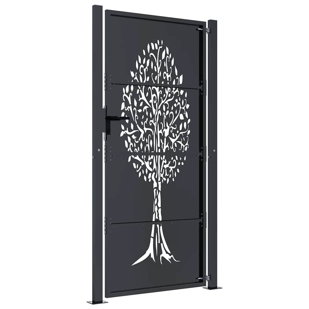 Gartentor Anthrazit 100x175 cm Stahl Baum-Design