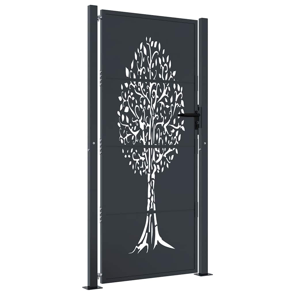 Gartentor Anthrazit 100x200 cm Stahl Baum-Design