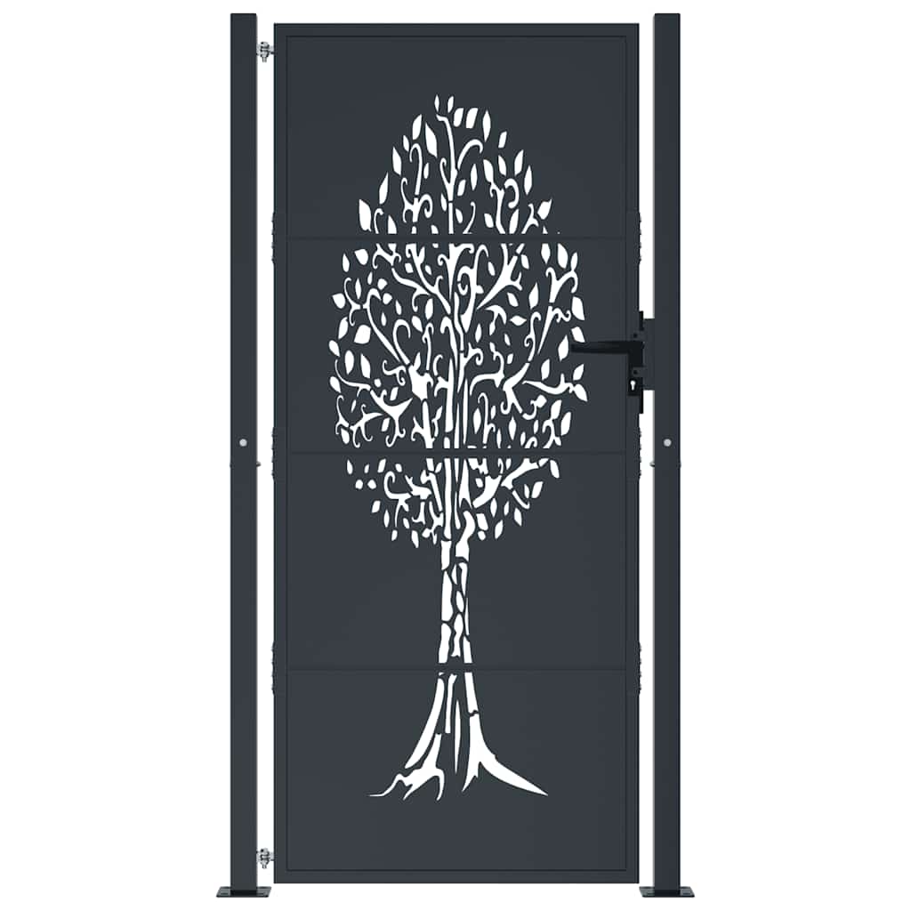 Gartentor Anthrazit 100x200 cm Stahl Baum-Design