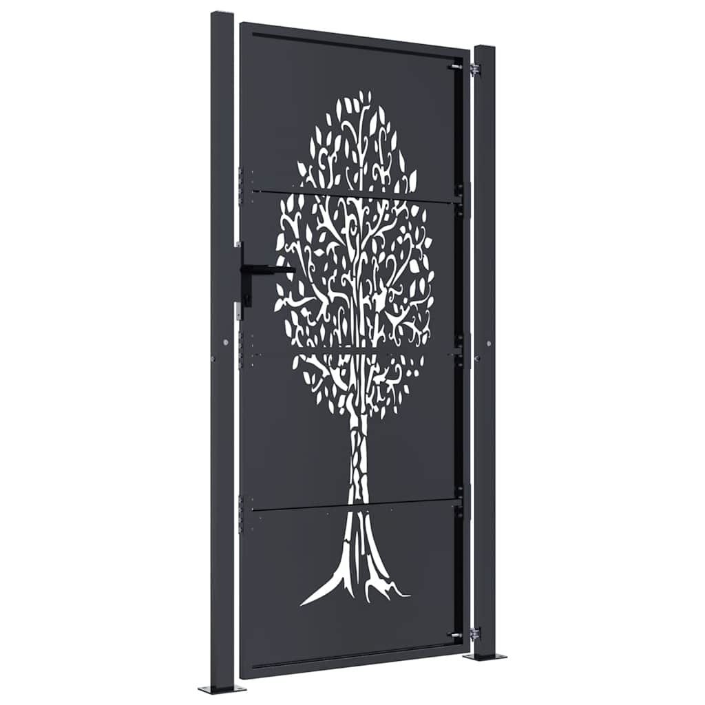 Gartentor Anthrazit 100x200 cm Stahl Baum-Design