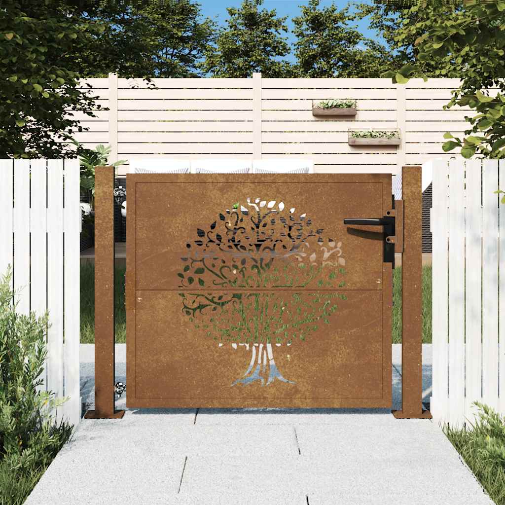 Gartentor 100x100 cm Cortenstahl Baumdesign