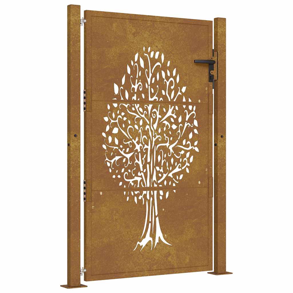 Gartentor 100x125 cm Cortenstahl Baumdesign