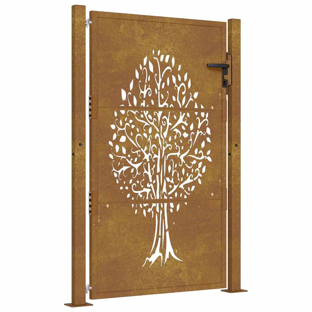 Gartentor 100x125 cm Cortenstahl Baumdesign
