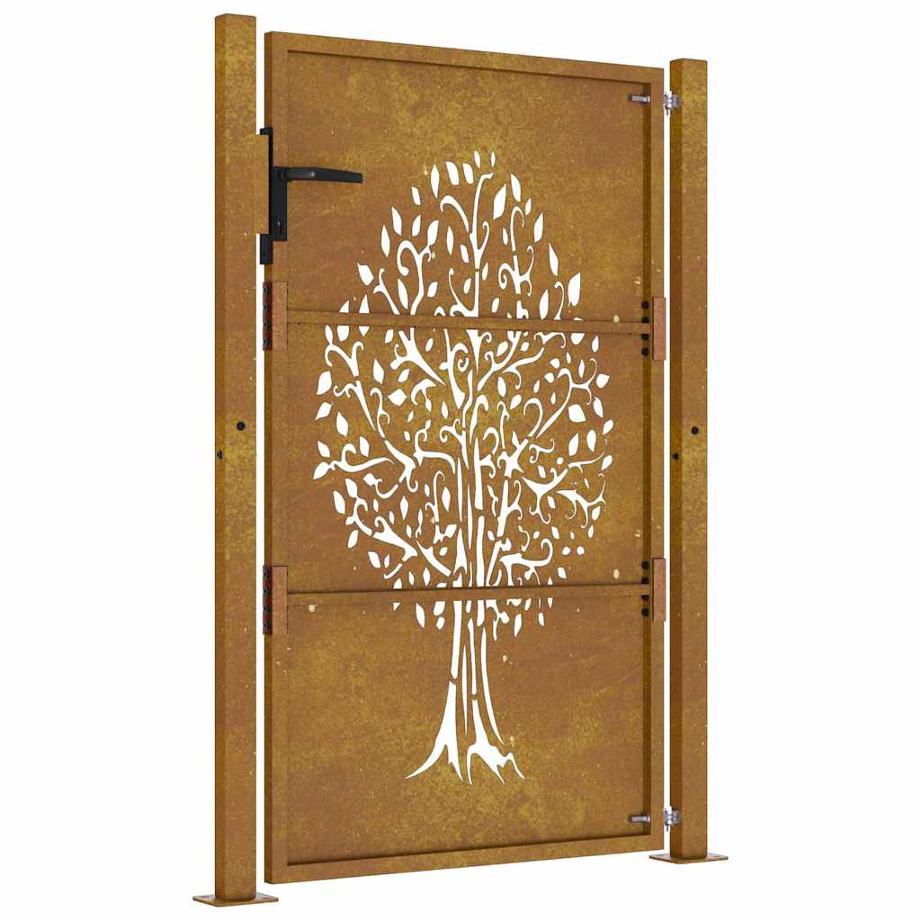Gartentor 100x125 cm Cortenstahl Baumdesign