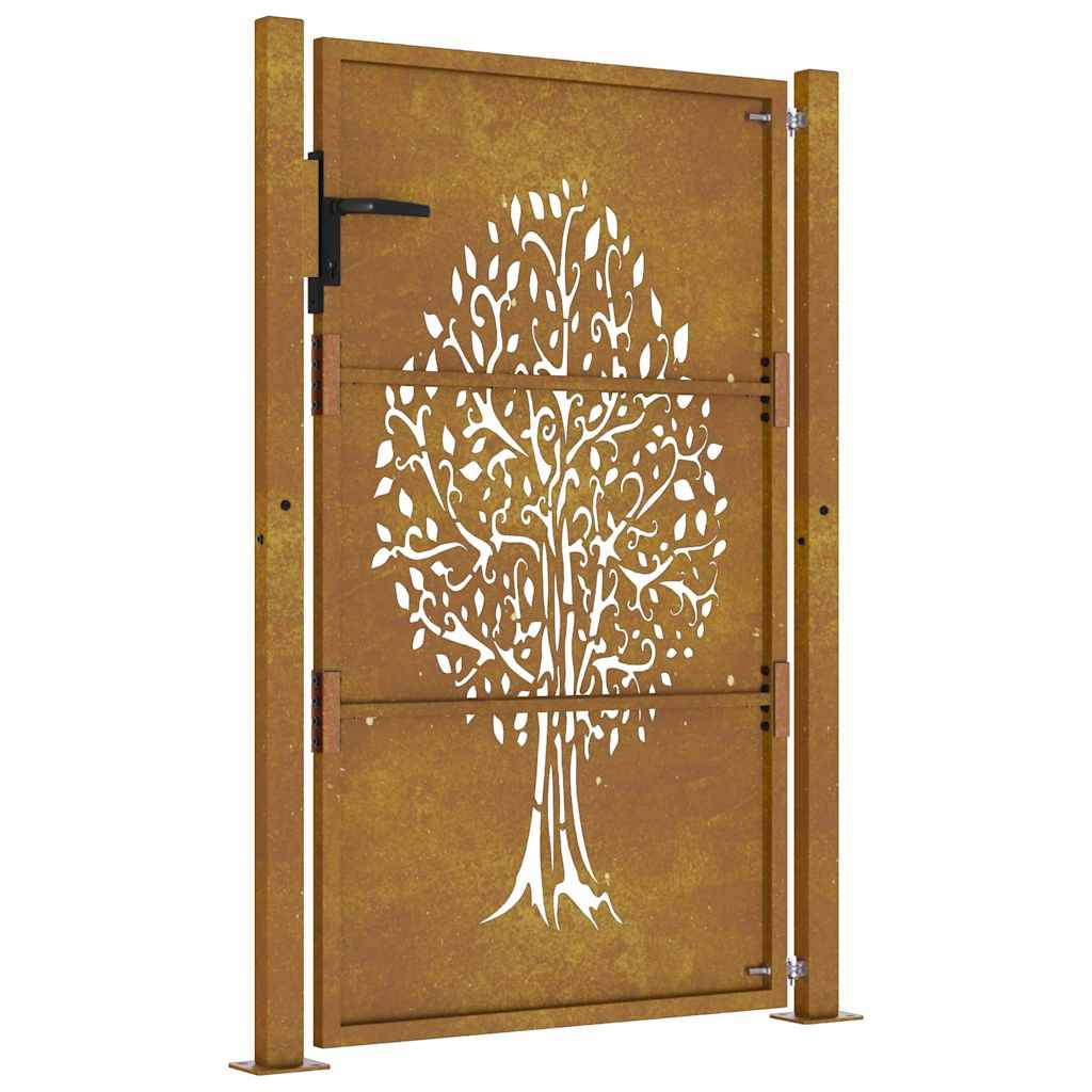 Gartentor 100x125 cm Cortenstahl Baumdesign