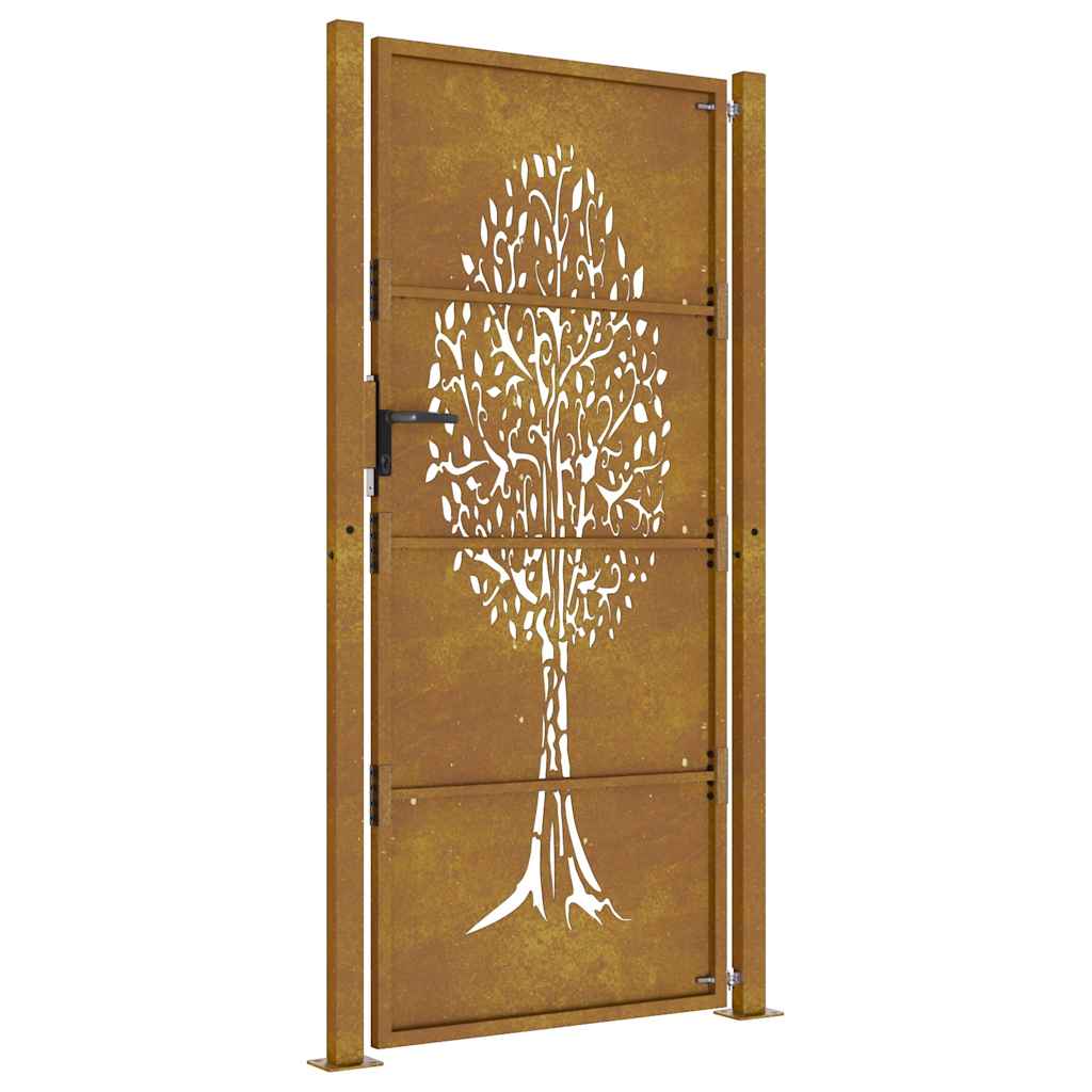 Gartentor 100x175 cm Cortenstahl Baumdesign