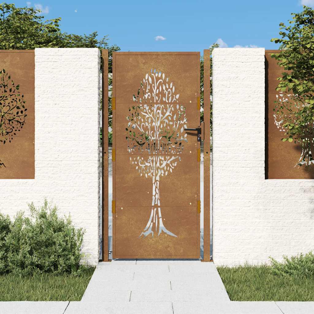 Gartentor 100x175 cm Cortenstahl Baumdesign