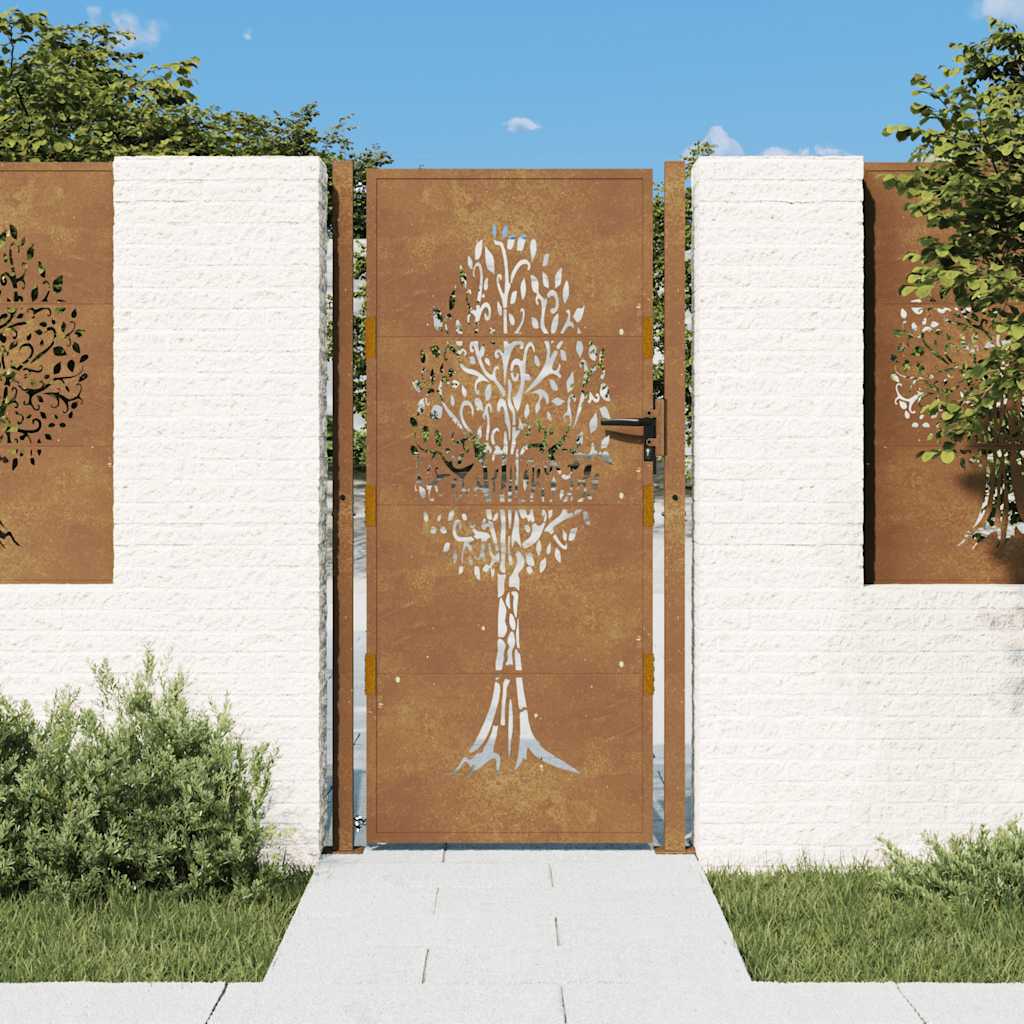 Gartentor 100x200 cm Cortenstahl Baumdesign