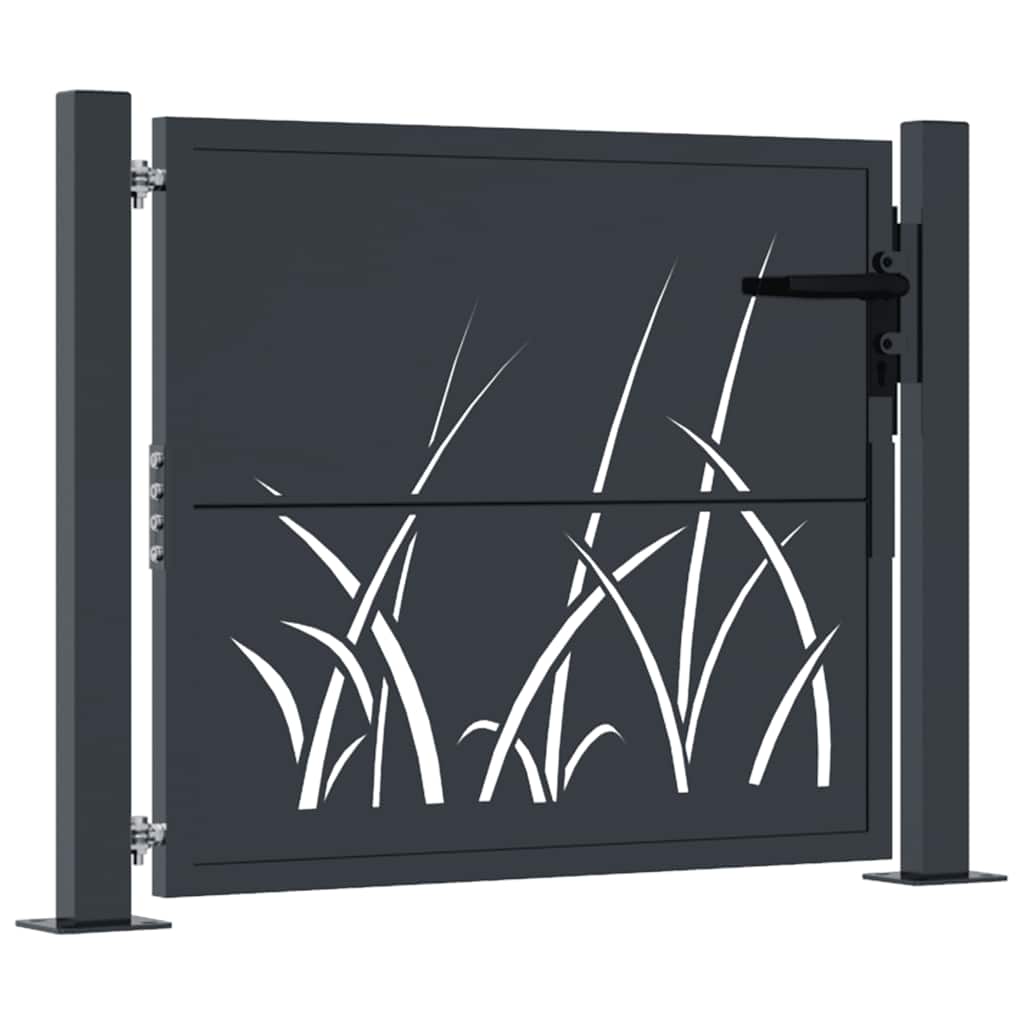 Gartentor Anthrazit 100x75 cm Stahl Gras-Design
