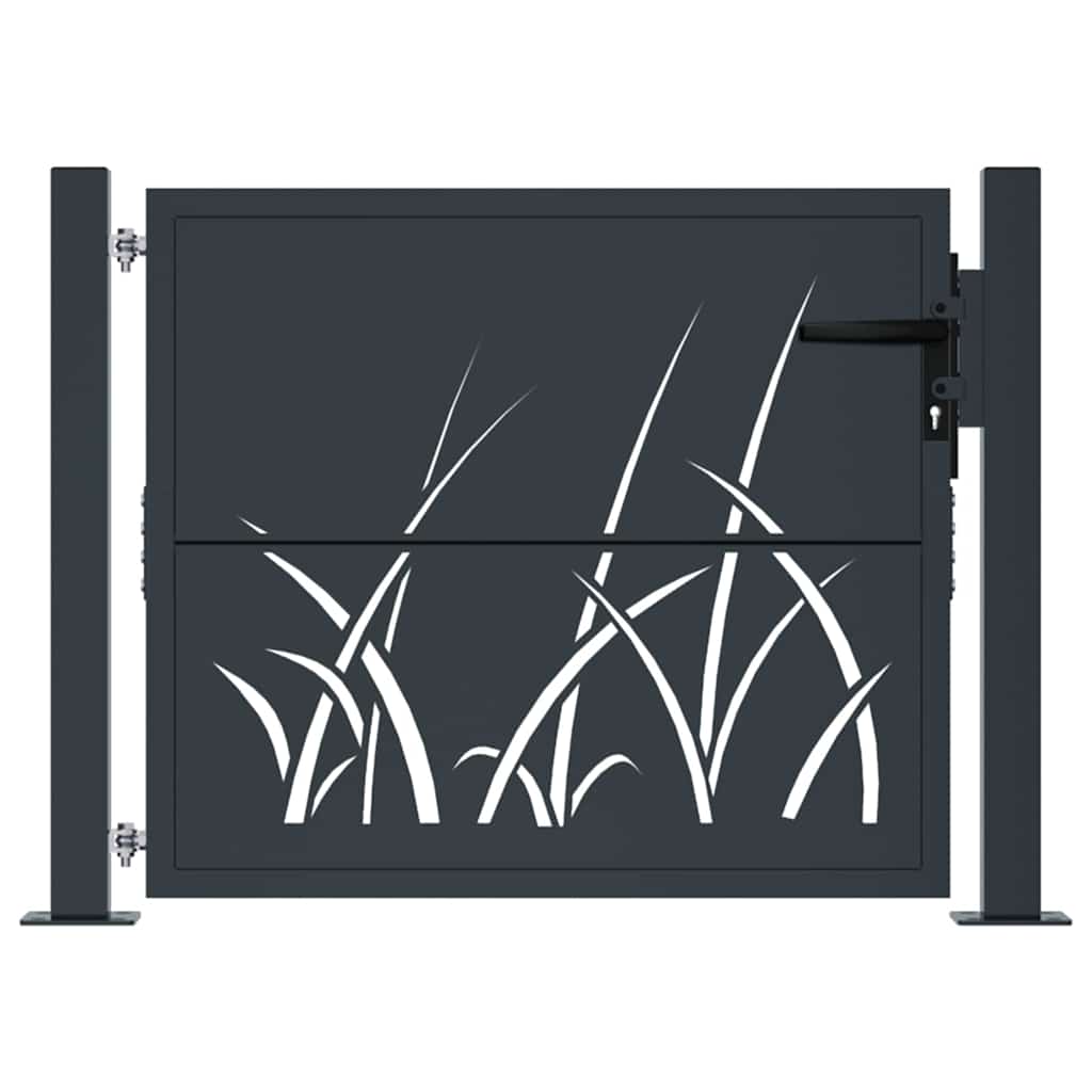 Gartentor Anthrazit 100x75 cm Stahl Gras-Design