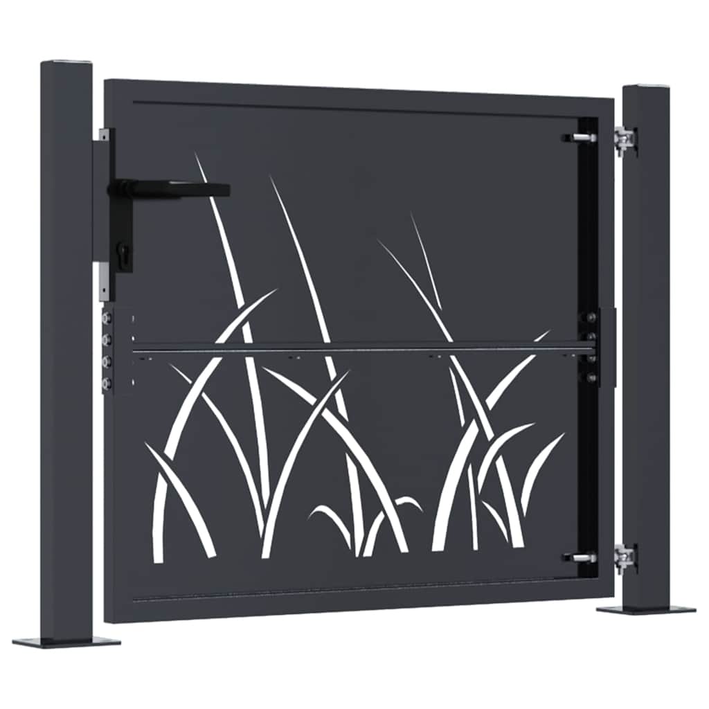Gartentor Anthrazit 100x75 cm Stahl Gras-Design