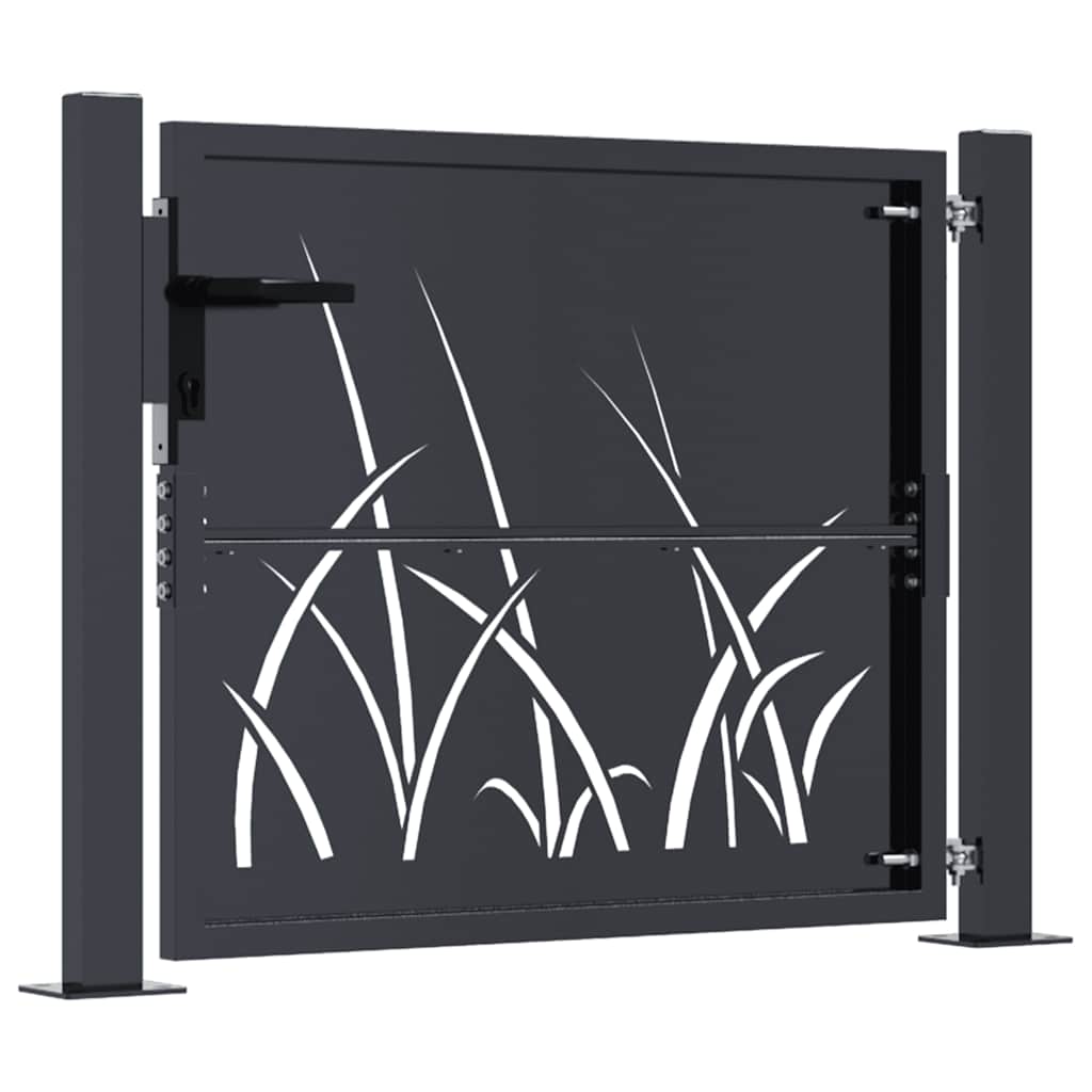 Gartentor Anthrazit 100x100 cm Stahl Gras-Design
