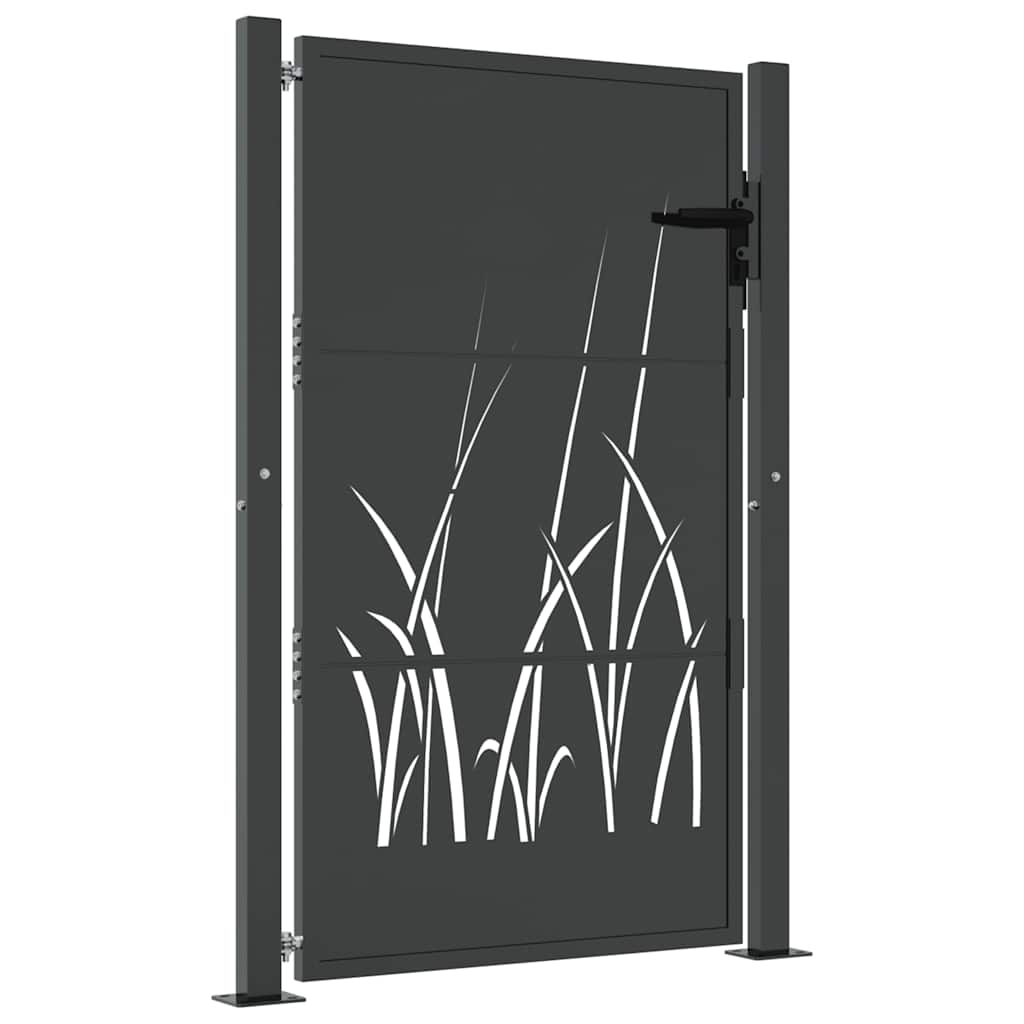 Gartentor Anthrazit 100x125 cm Stahl Gras-Design