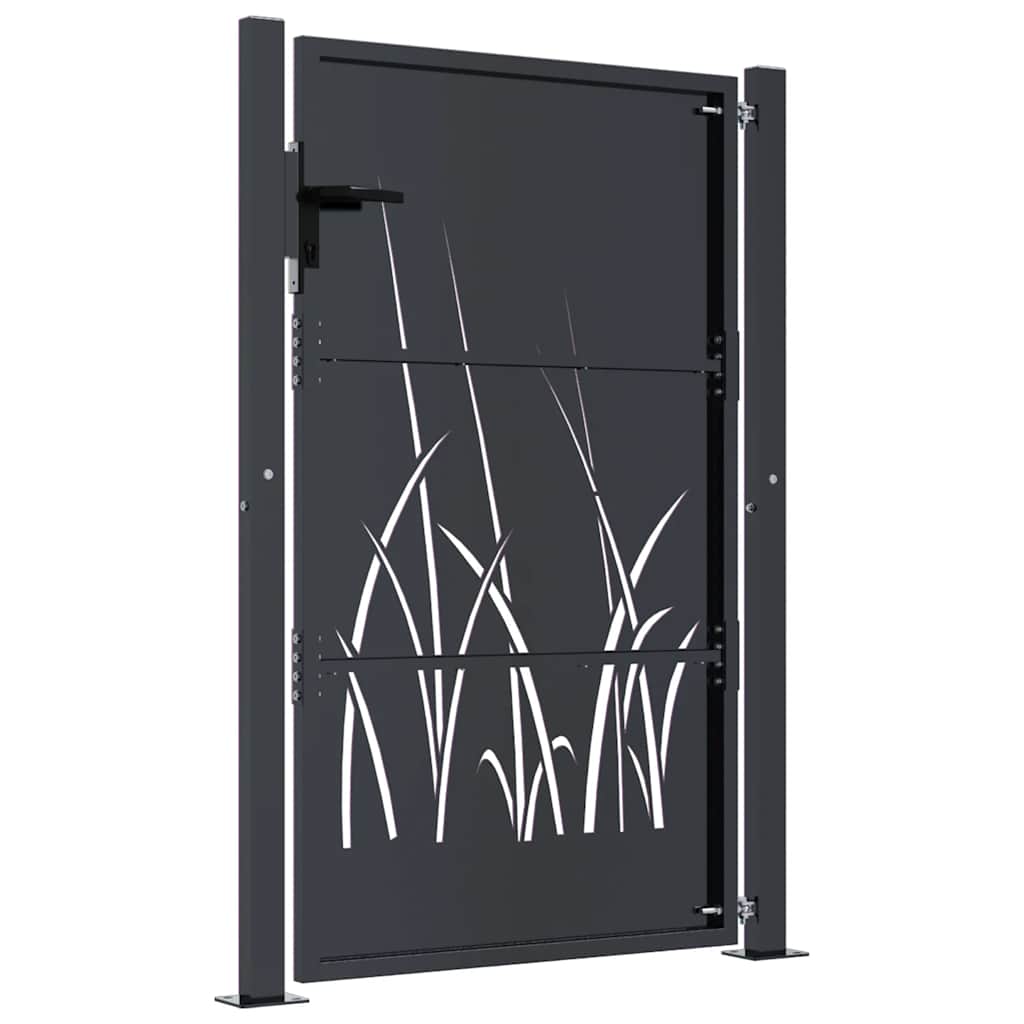 Gartentor Anthrazit 100x125 cm Stahl Gras-Design