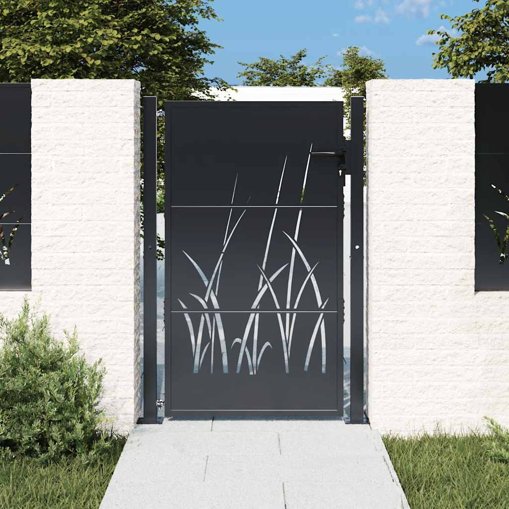 Gartentor Anthrazit 100x125 cm Stahl Gras-Design