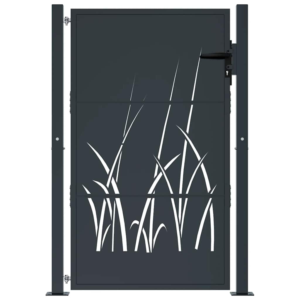 Gartentor Anthrazit 100x150 cm Stahl Gras-Design