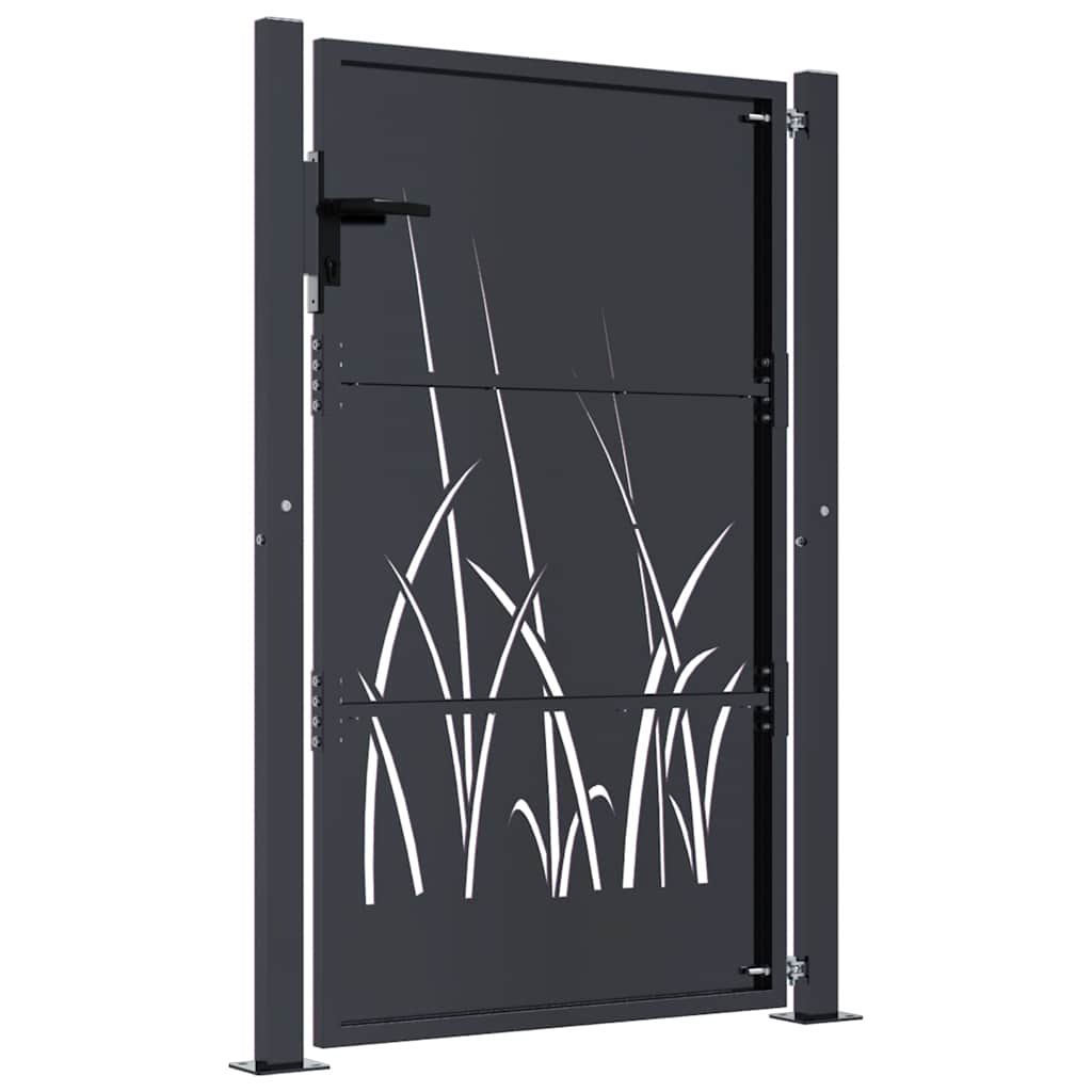 Gartentor Anthrazit 100x150 cm Stahl Gras-Design