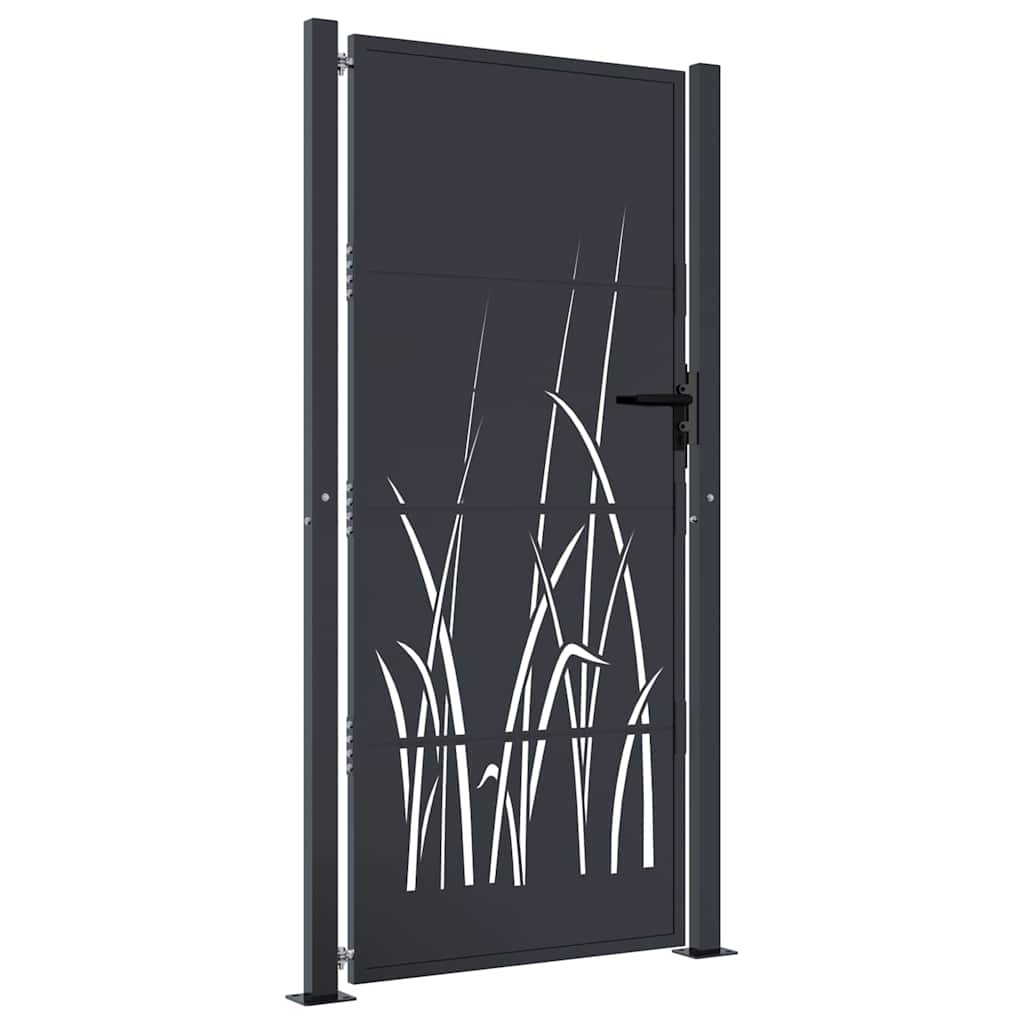 Gartentor Anthrazit 100x175 cm Stahl Gras-Design