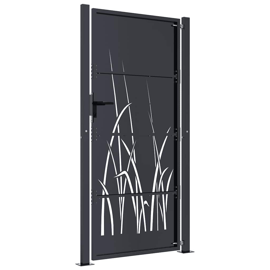 Gartentor Anthrazit 100x175 cm Stahl Gras-Design