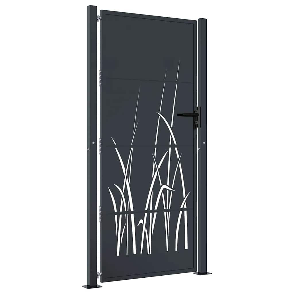 Gartentor Anthrazit 100x200 cm Stahl Gras-Design