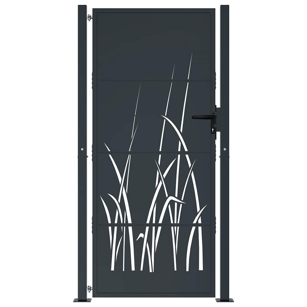 Gartentor Anthrazit 100x200 cm Stahl Gras-Design