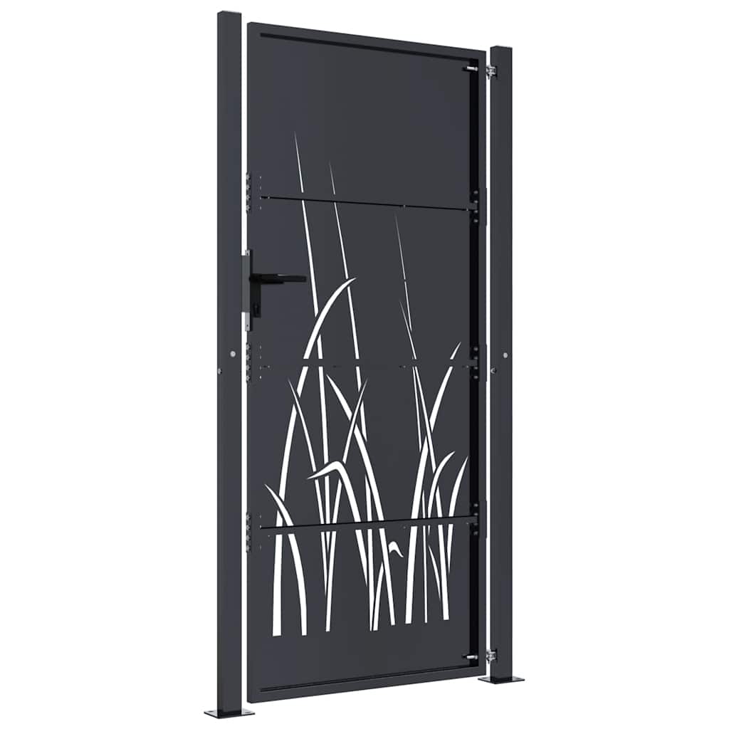 Gartentor Anthrazit 100x200 cm Stahl Gras-Design