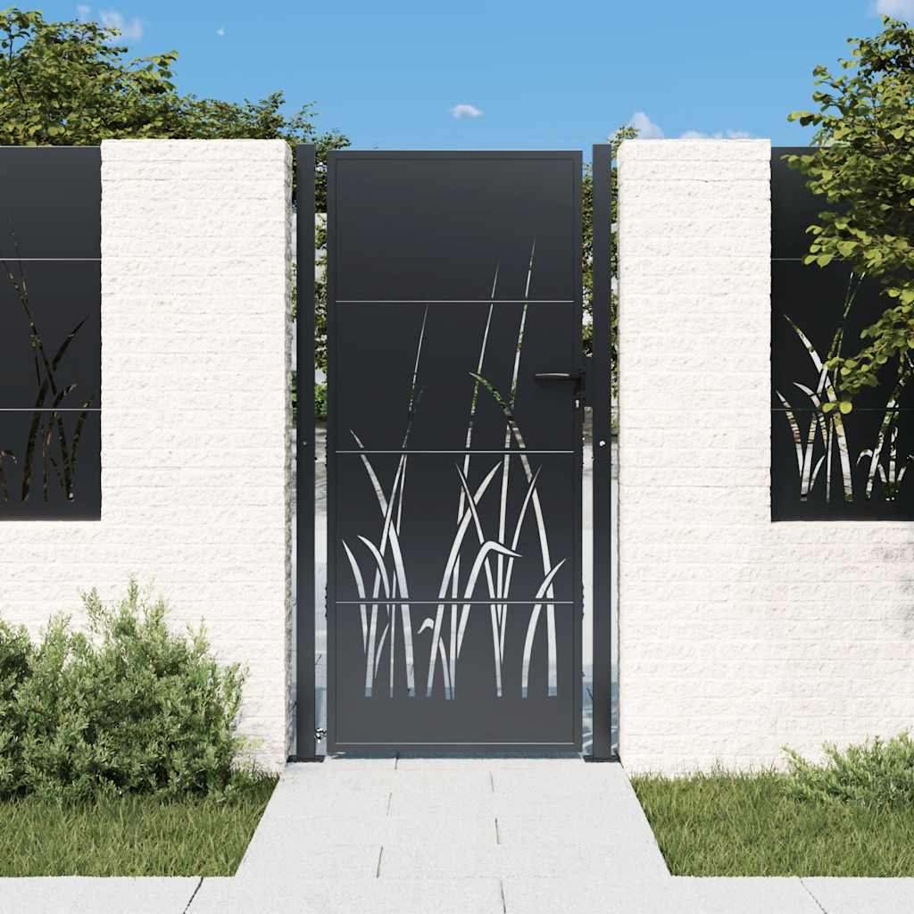 Gartentor Anthrazit 100x200 cm Stahl Gras-Design