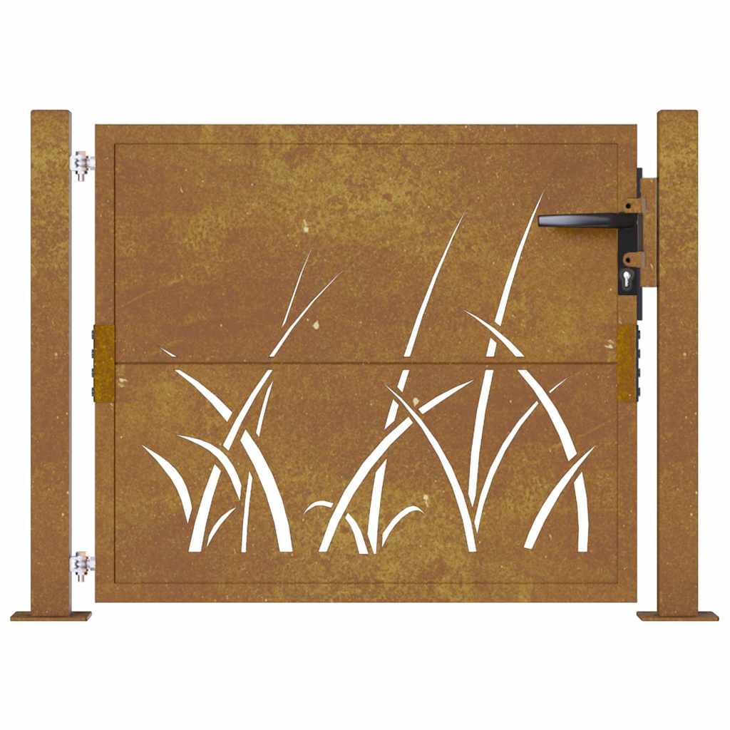 Gartentor 100x75 cm Cortenstahl Gras-Design